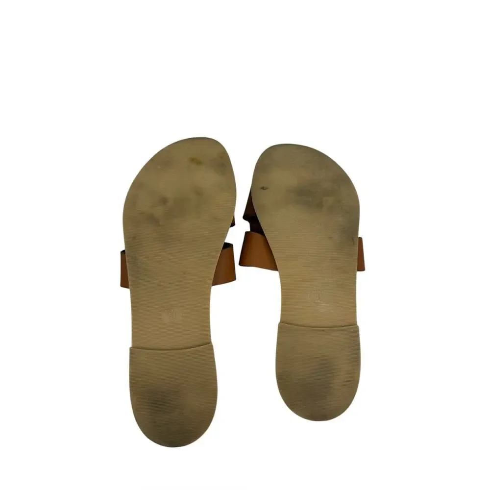 Steven By Steve Madden Greece Cognac Leather Slide Sandals Flat Women’s Sz 8.5